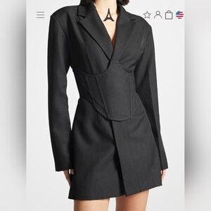 Maniere De Voir Structured Black Blazer Dress